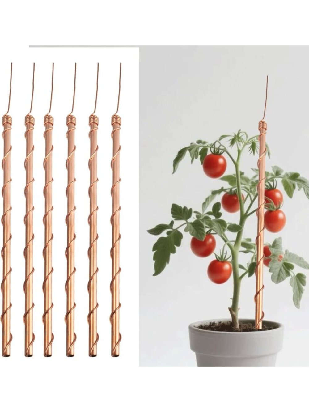 Eco-Friendly Copper Plant Stakes for High-Yield Gardening - 6 Pack Antenna